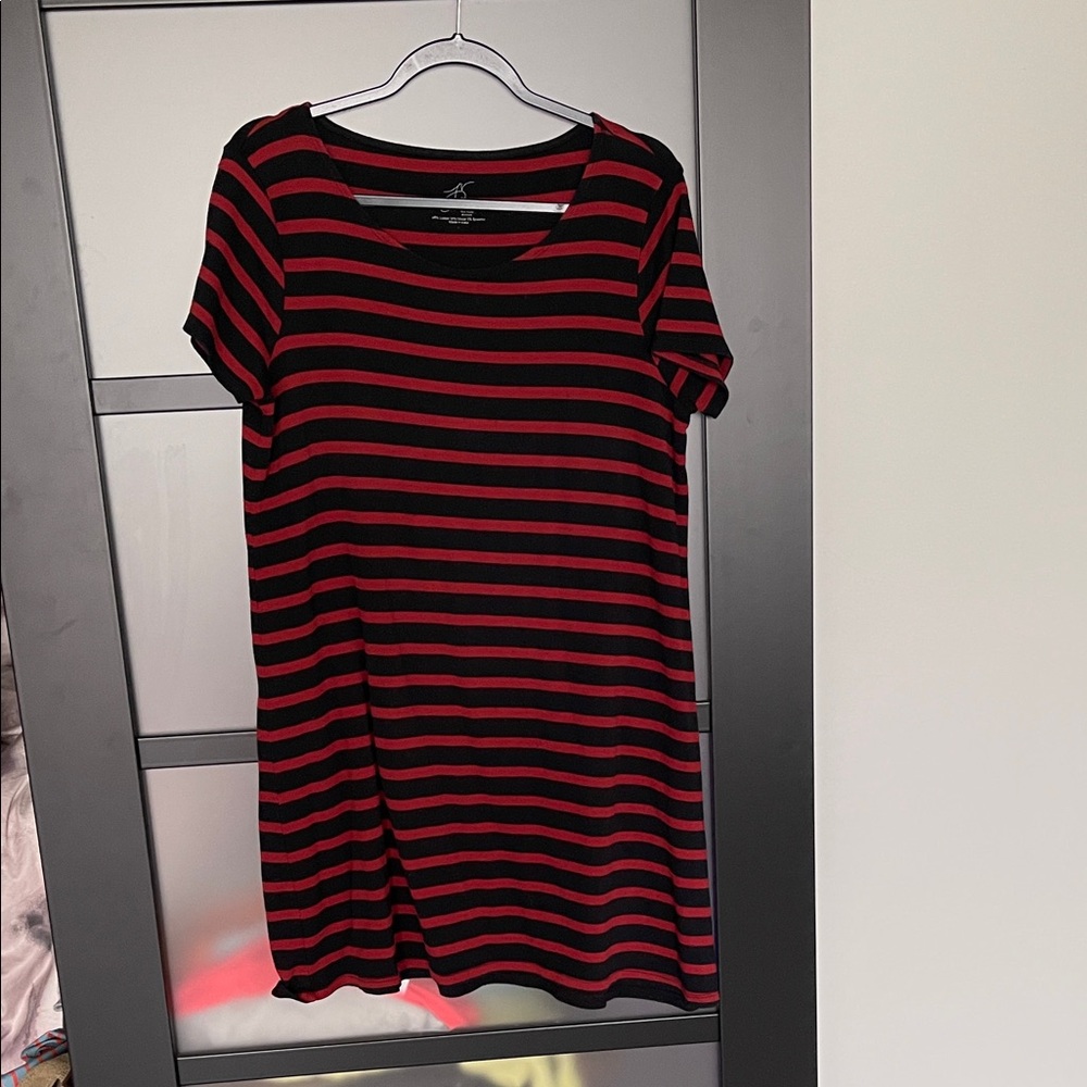 Striped Black and Red Women's Dress - Picture 1 of 2